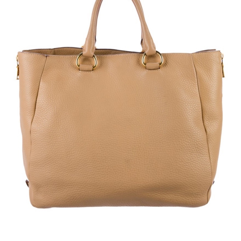 PRADA Beige Vitello Daino Expandable Crossbody Shopper Tote Bag - Picture 3 of 12